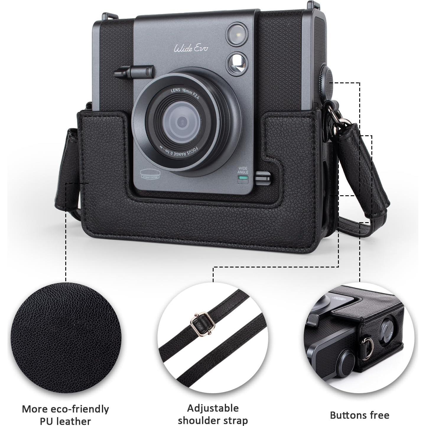 Funda Rieibi para cámara Fujifilm Instax Wide Evo - Cuero PU