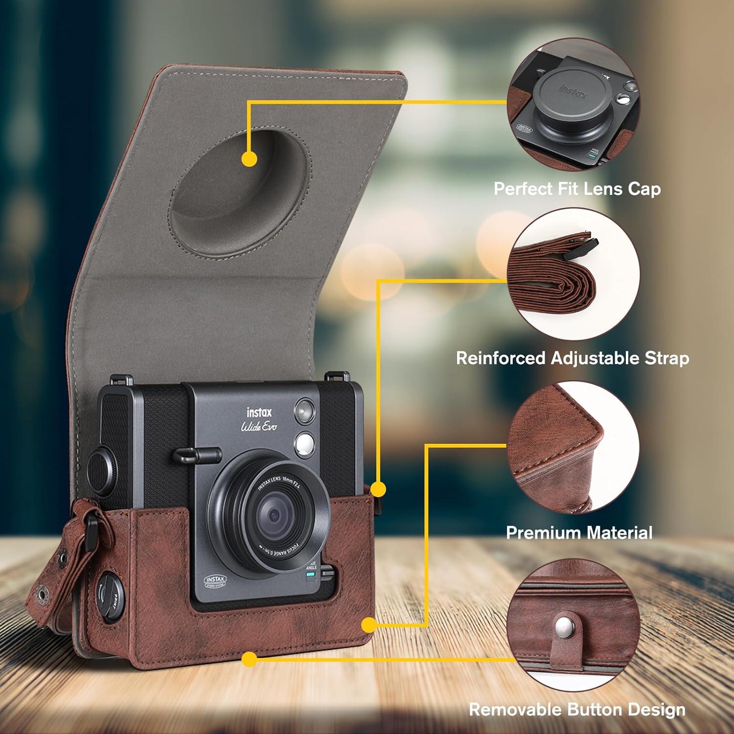 Funda Protectora FINTIE para Cámara Fujifilm Instax Wide EVO - Cuero Vegano Premium