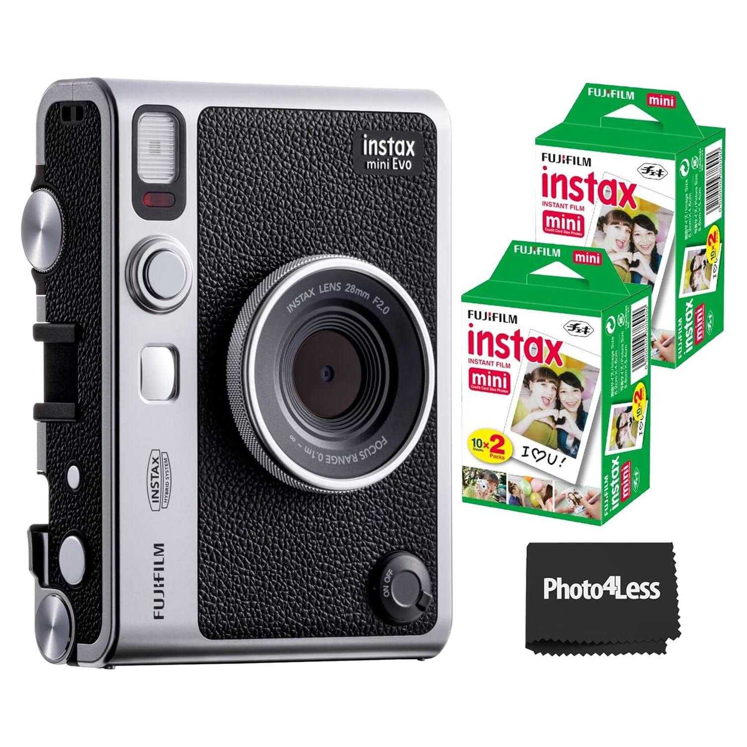 Cámara Instantánea Híbrida Fujifilm Instax Mini EVO Negra + 20 Películas