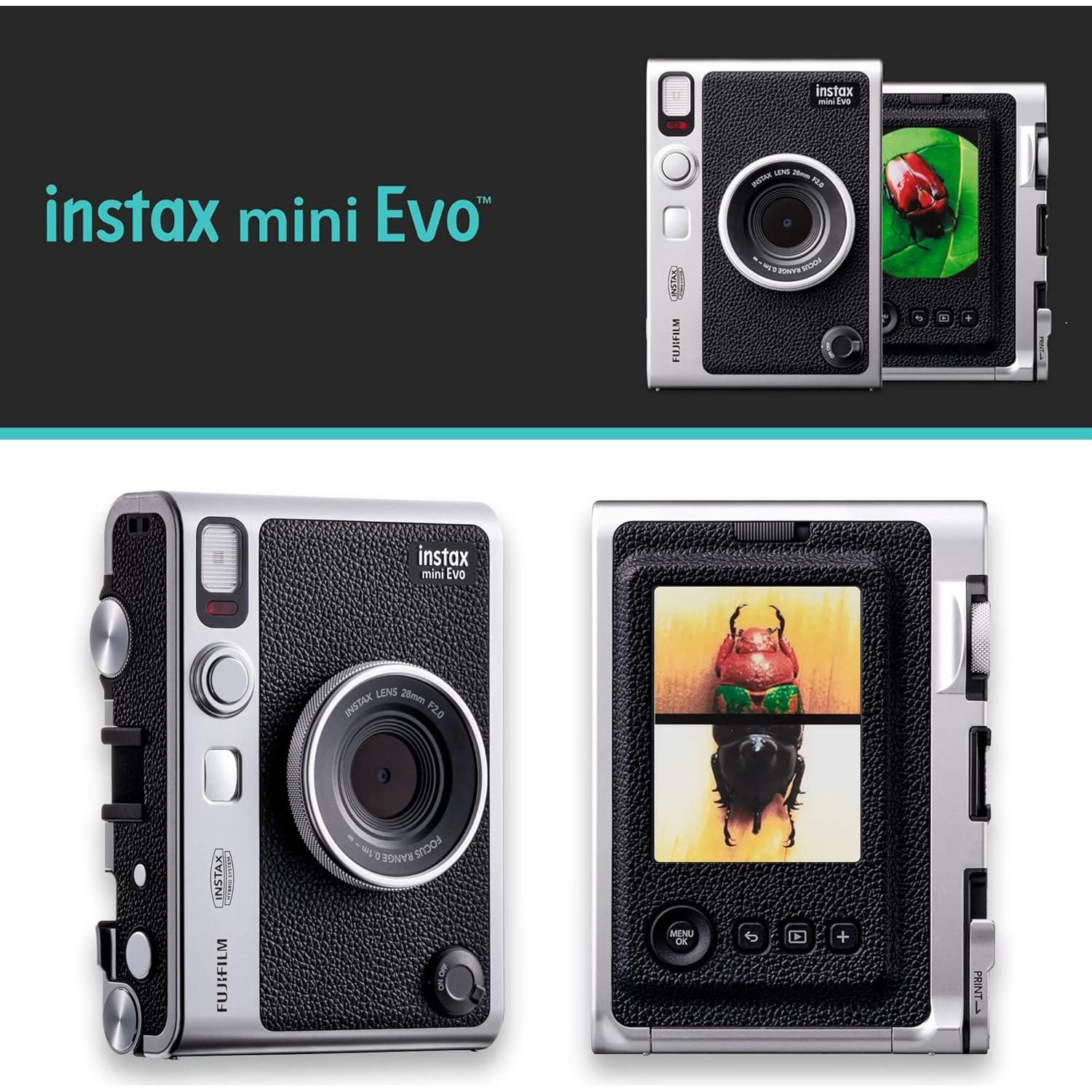 Cámara Instantánea Híbrida Fujifilm Instax Mini EVO Negra + 20 Películas