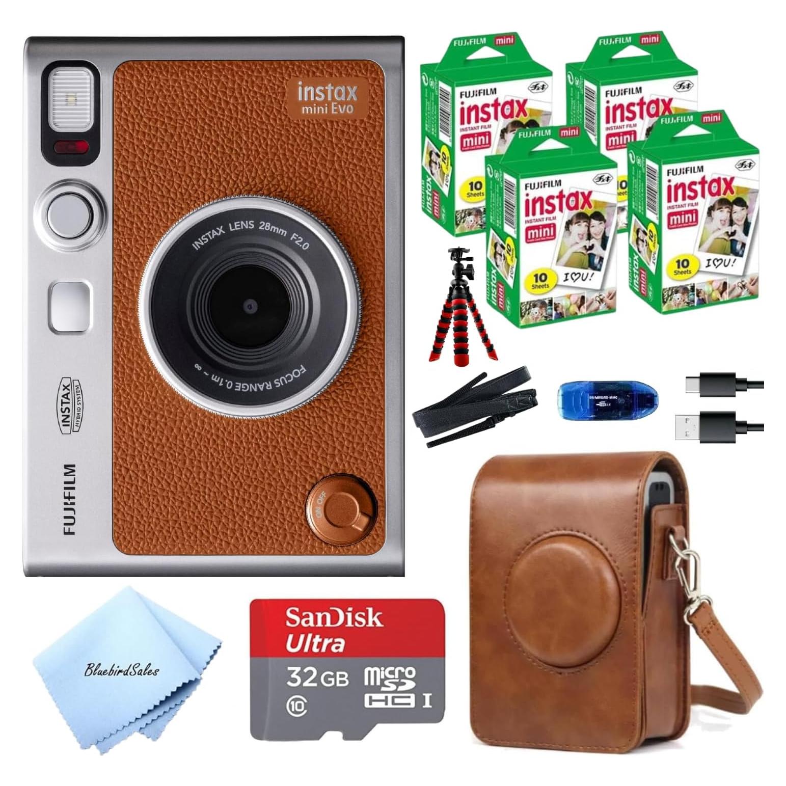 Cámara Híbrida Fujifilm Instax Mini EVO Marrón + 60 Películas