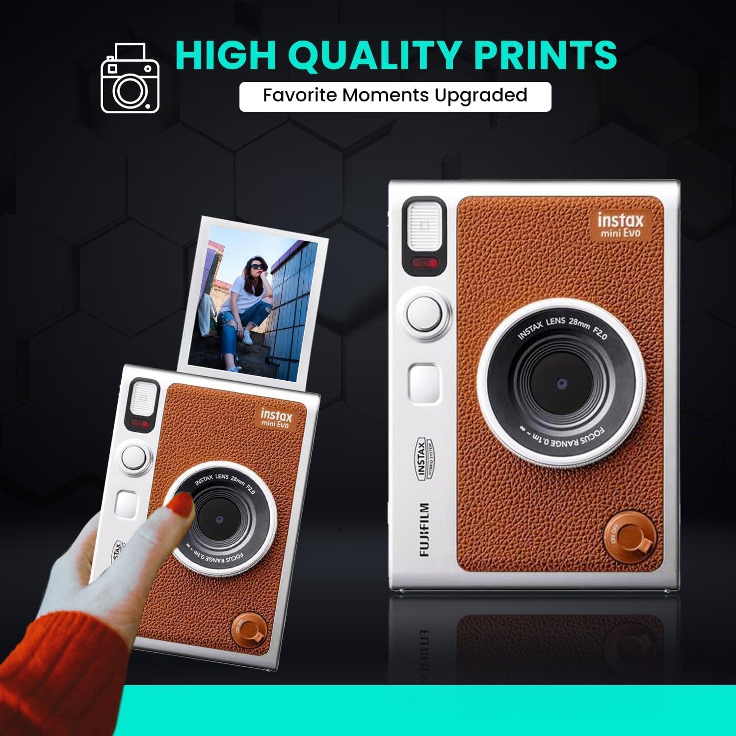 Cámara Híbrida Fujifilm Instax Mini EVO Marrón + 60 Películas