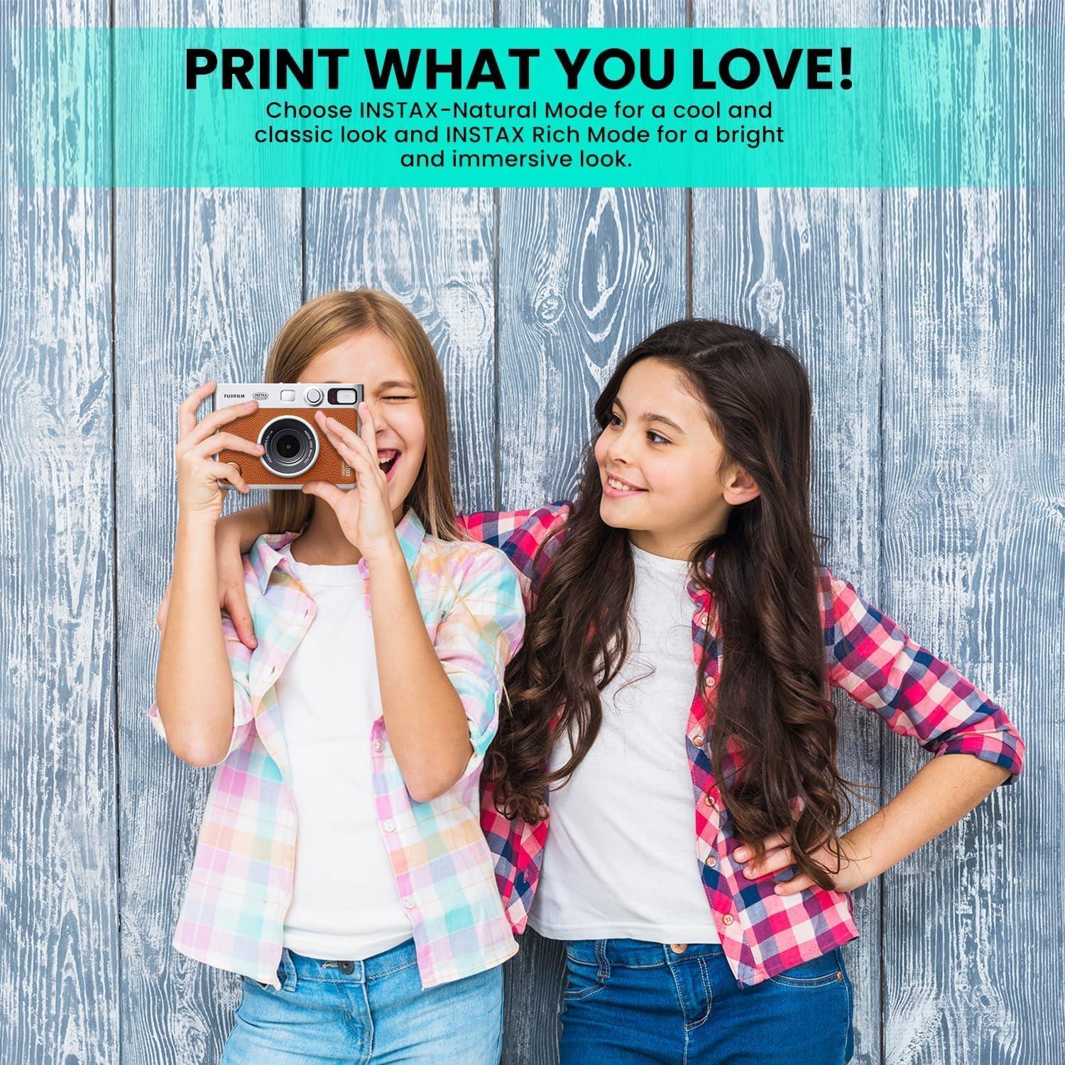 Cámara Híbrida Fujifilm Instax Mini EVO Marrón + 60 Películas