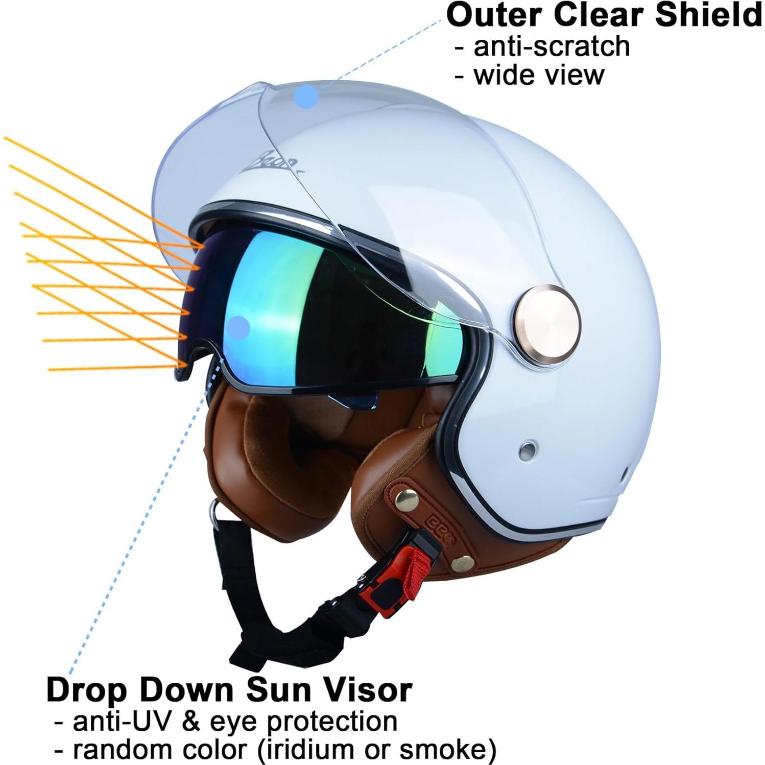 Casco de Moto BEON B-120 Retro Doble Visera Unisex