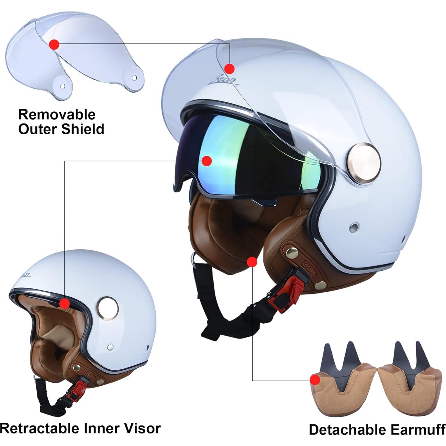 Casco de Moto BEON B-120 Retro Doble Visera Unisex