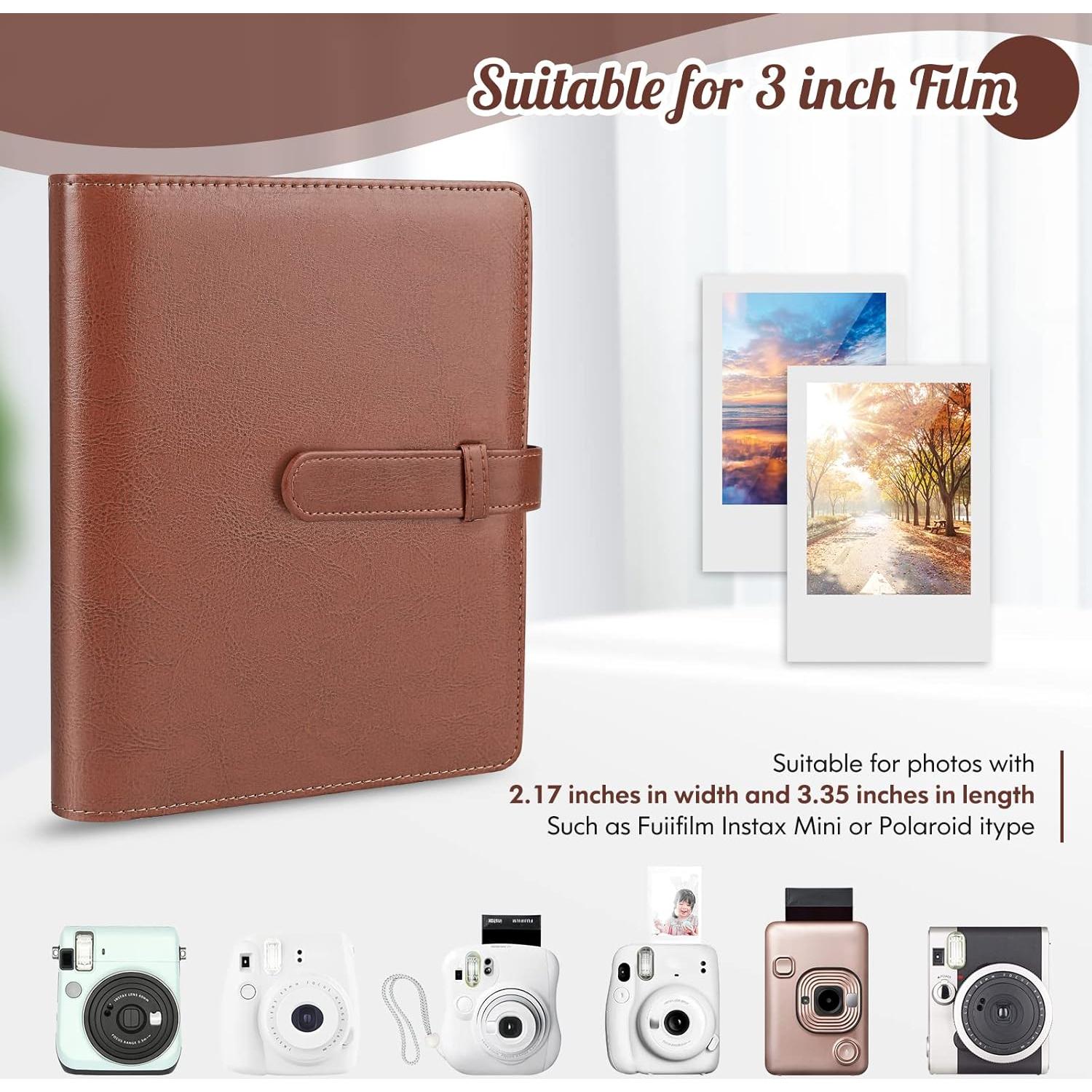 Álbum de Fotos Mini Ablus 128 Bolsillos Cuero Vegano Marrón