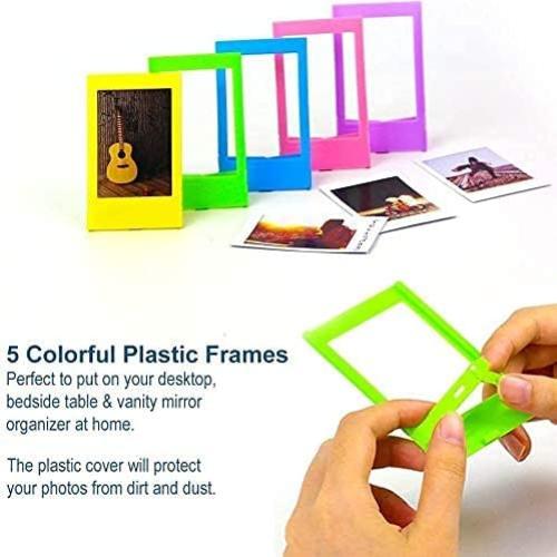 Fujifilm Instax Mini Instant Camera Film: 40 Shoots Total, (10 Sheets x 4) Includes 5 "Tudak Plastic Desk Frames, 60 Sticker Frames & 2 Packs Corner Stickers – Perfect for Scrapbooking & Display