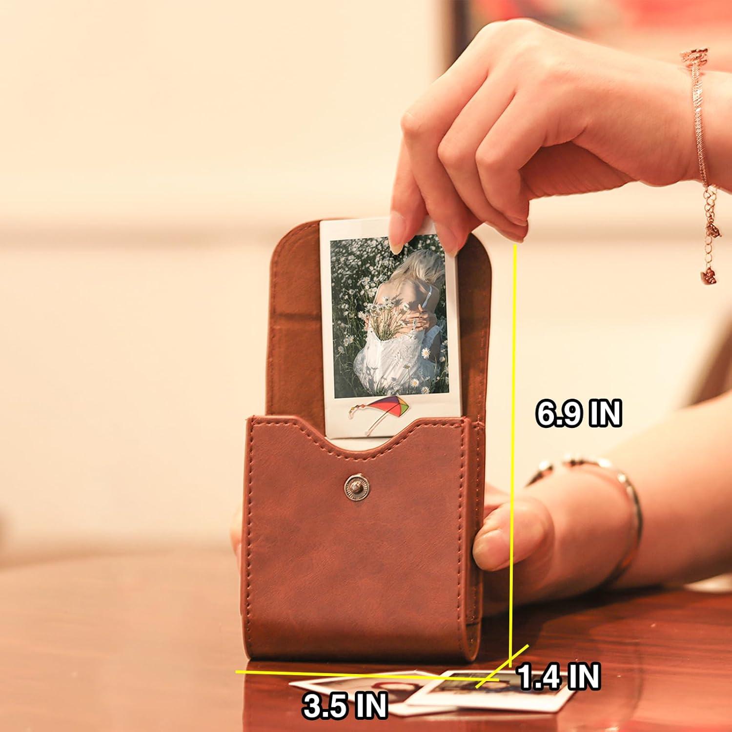 Case for Fujifilm Instax Mini EVO, Protective PU Leather Carrying Bag with Mini Photo Pouch, Album, Frames, Screen Protector Accessories Kit - Vintage Brown