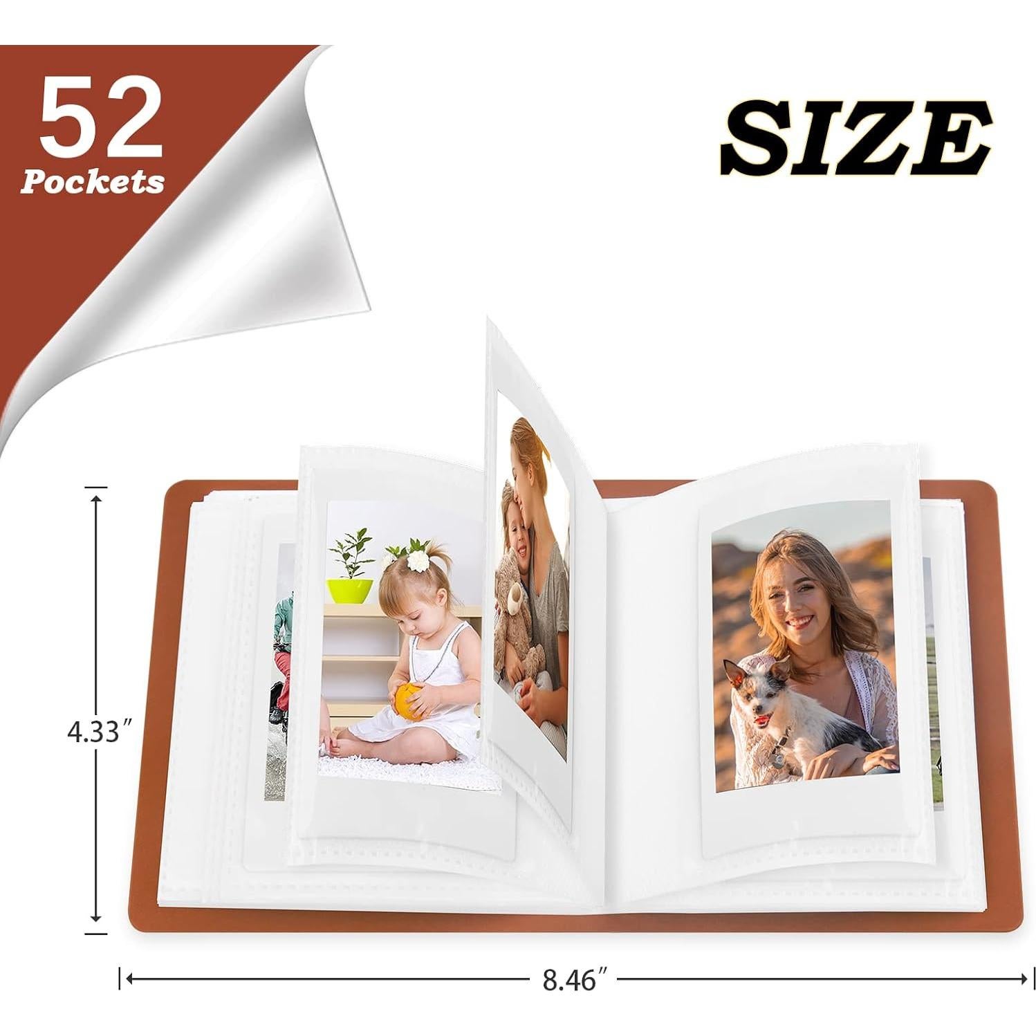 Álbum de Fotos Mini Ruibytree 52 Bolsillos Marrón 26 Páginas