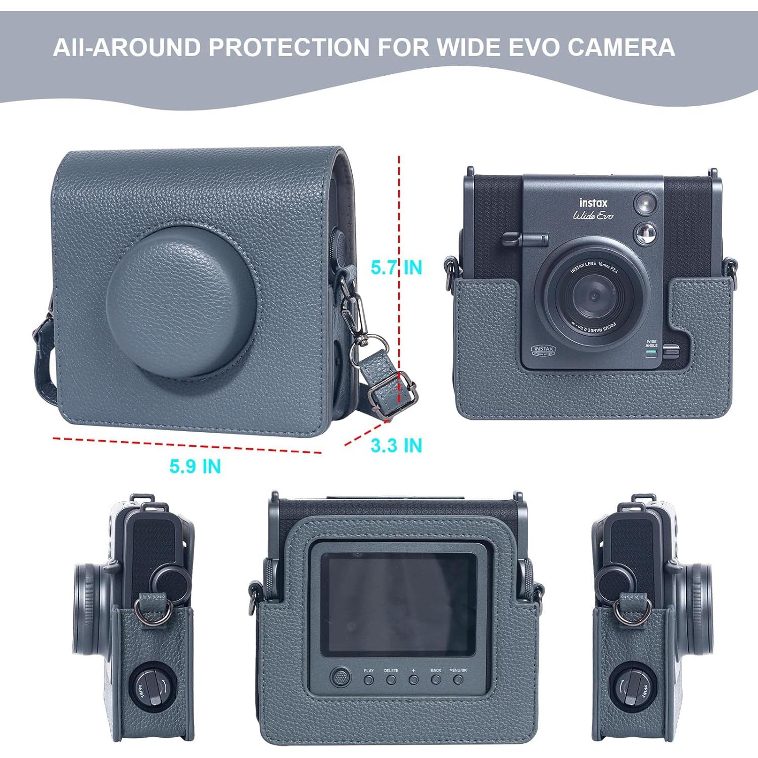Funda de cuero retro WOGOZAN para cámara Fujifilm Instax Wide EVO