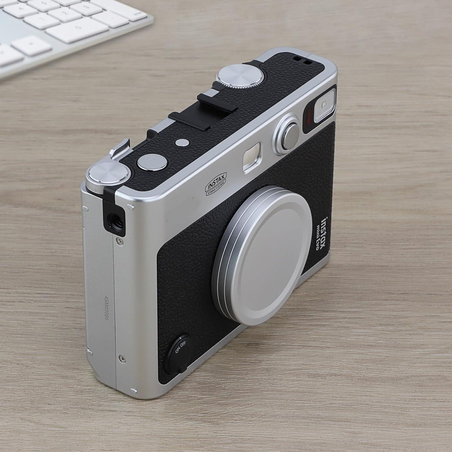 Tapa de Lente de Metal Haoge para Fujifilm Instax Mini EVO Plata