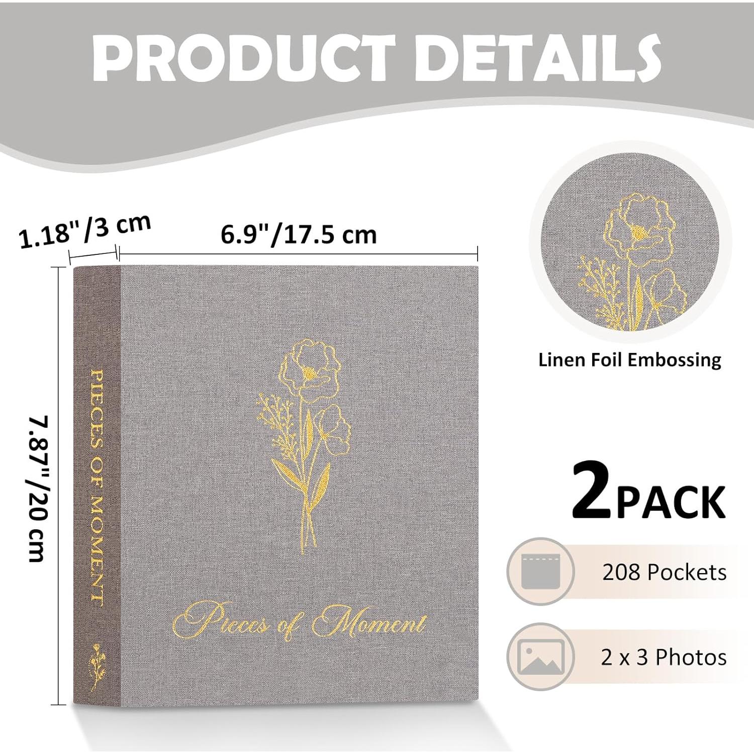 Álbum de Fotos Polaroid Lanpn 2 Paquetes 208 Bolsillos 5x7.6 cm