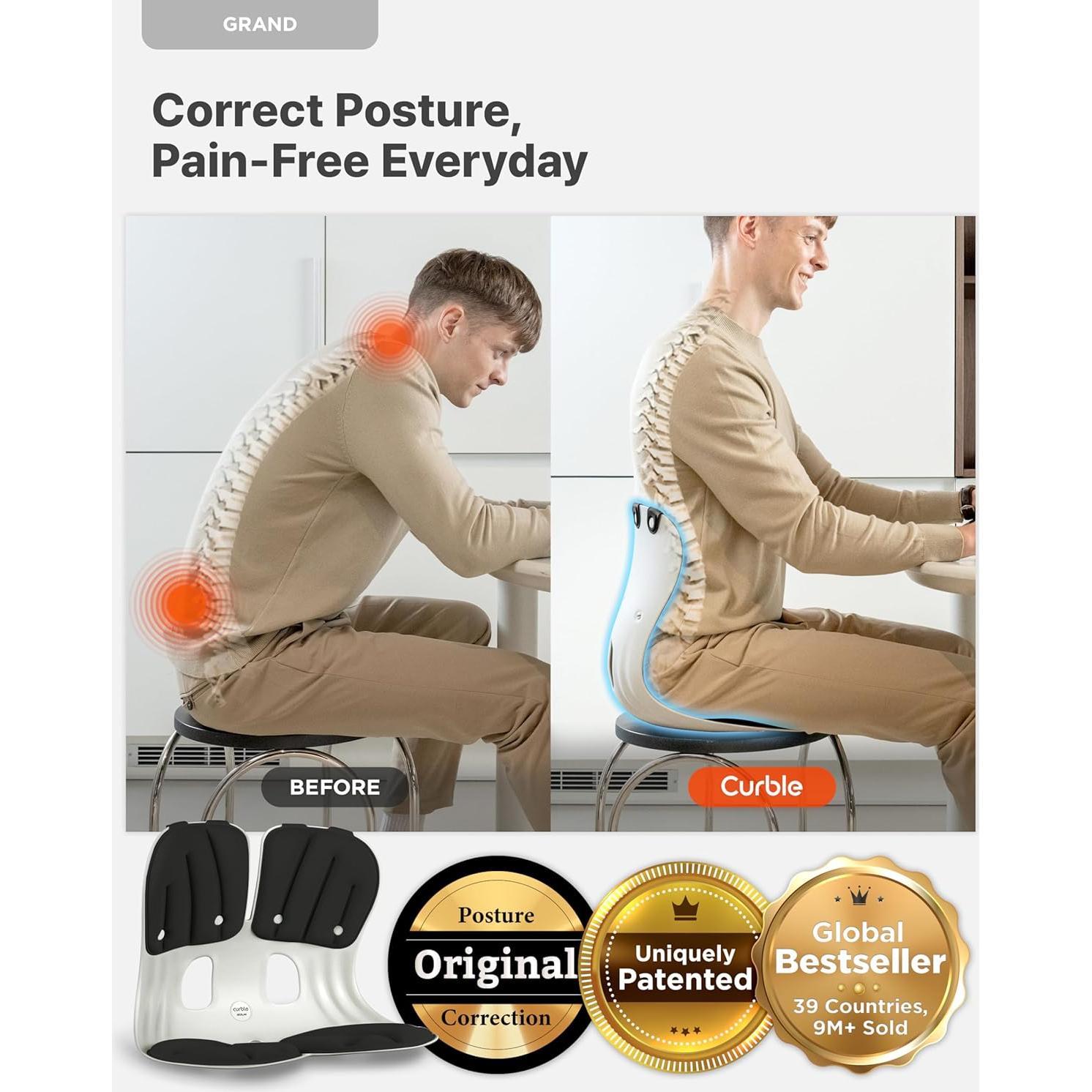 Curble Soporte Lumbar Ergonómico Extra Ancho Negro