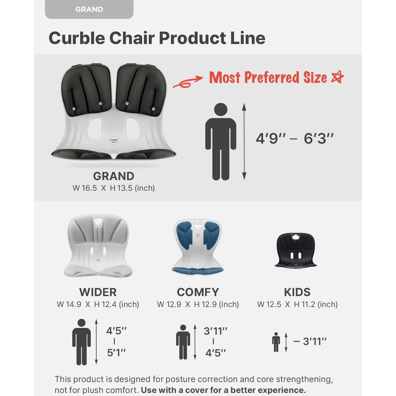 Curble Soporte Lumbar Ergonómico Extra Ancho Negro