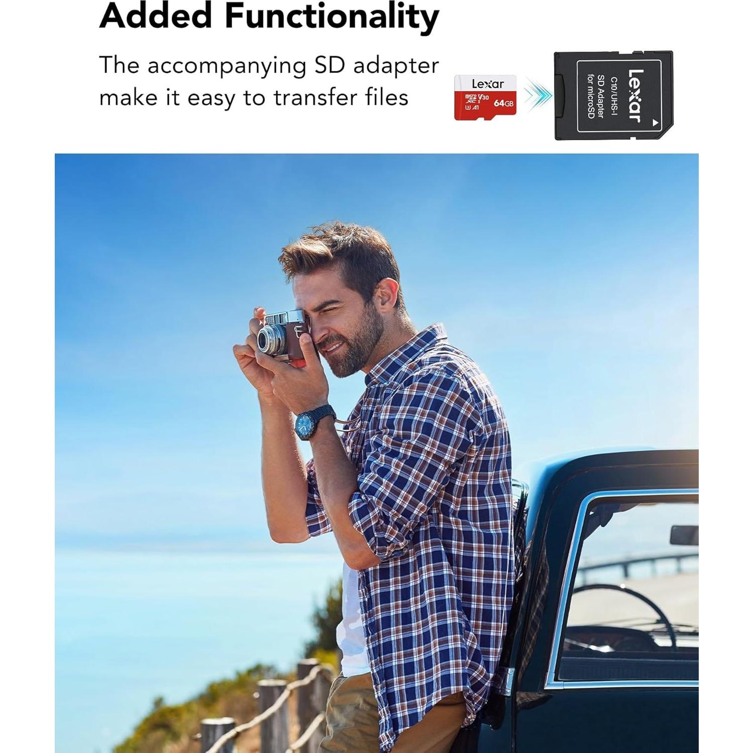 Lexar 64GB Tarjeta Micro SDXC UHS-I x2 con Adaptador