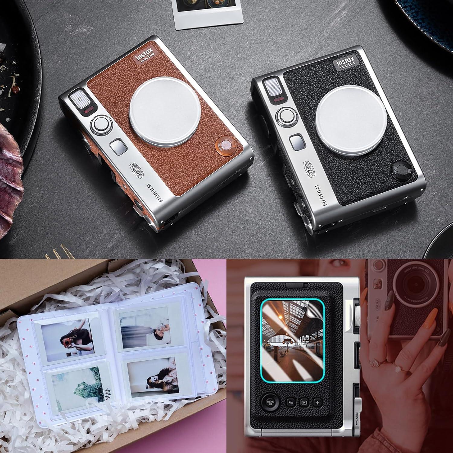 Accesorios para cámara Fujifilm Instax Mini Evo - Tapa de lente, álbum y protector