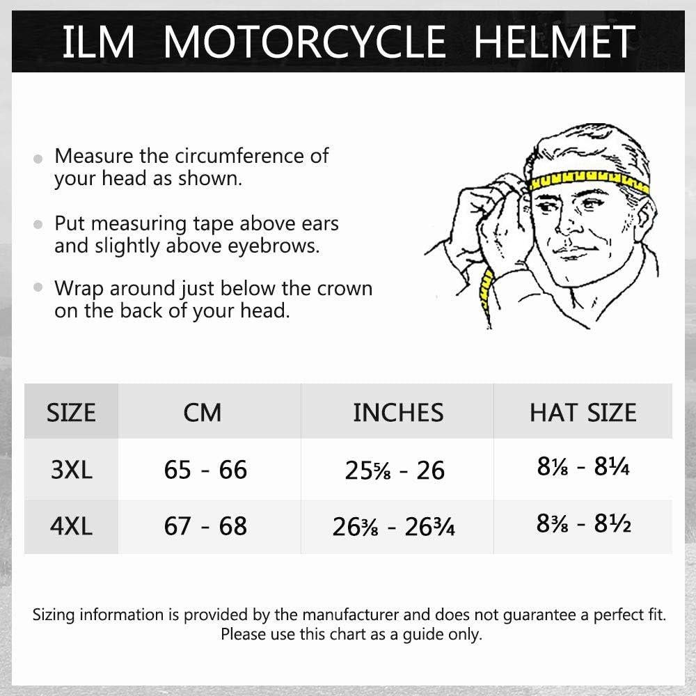 Casco Motocicleta ILM 129M 3XL Negro Brillante Anti-Niebla