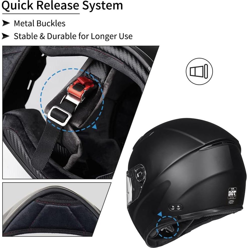 Casco Motocicleta ILM 129M 3XL Negro Brillante Anti-Niebla