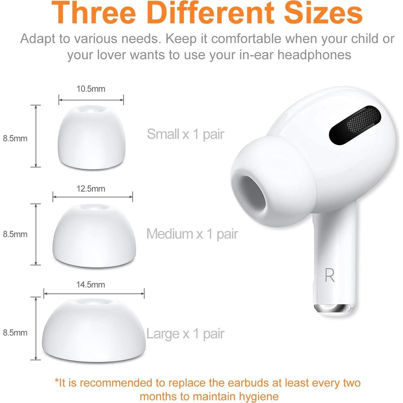 Puntas de Silicona Link Dream para AirPods Pro - 6 Piezas (S/M/L)
