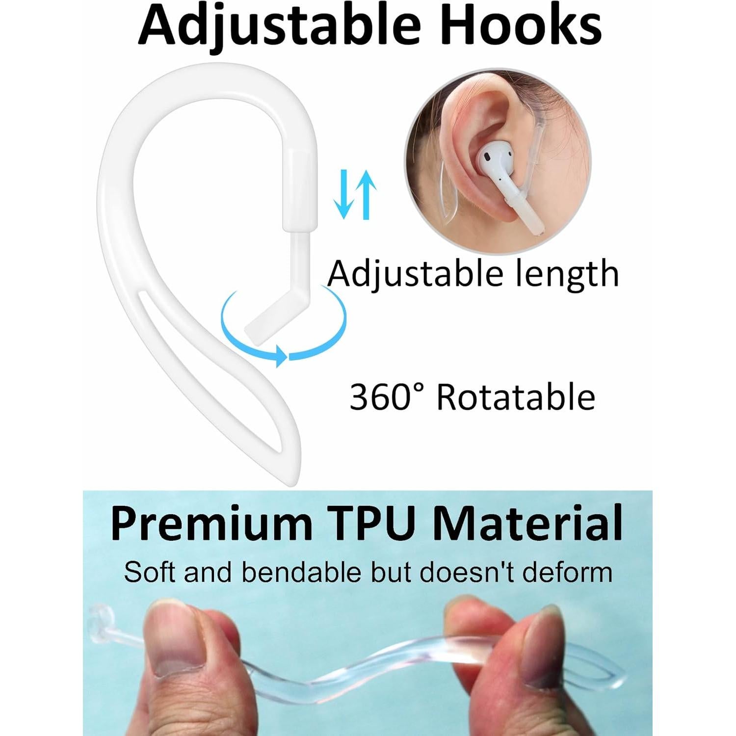 Kit Antideslizante para AirPods A-Focus - Ganchos y Correa Blanca