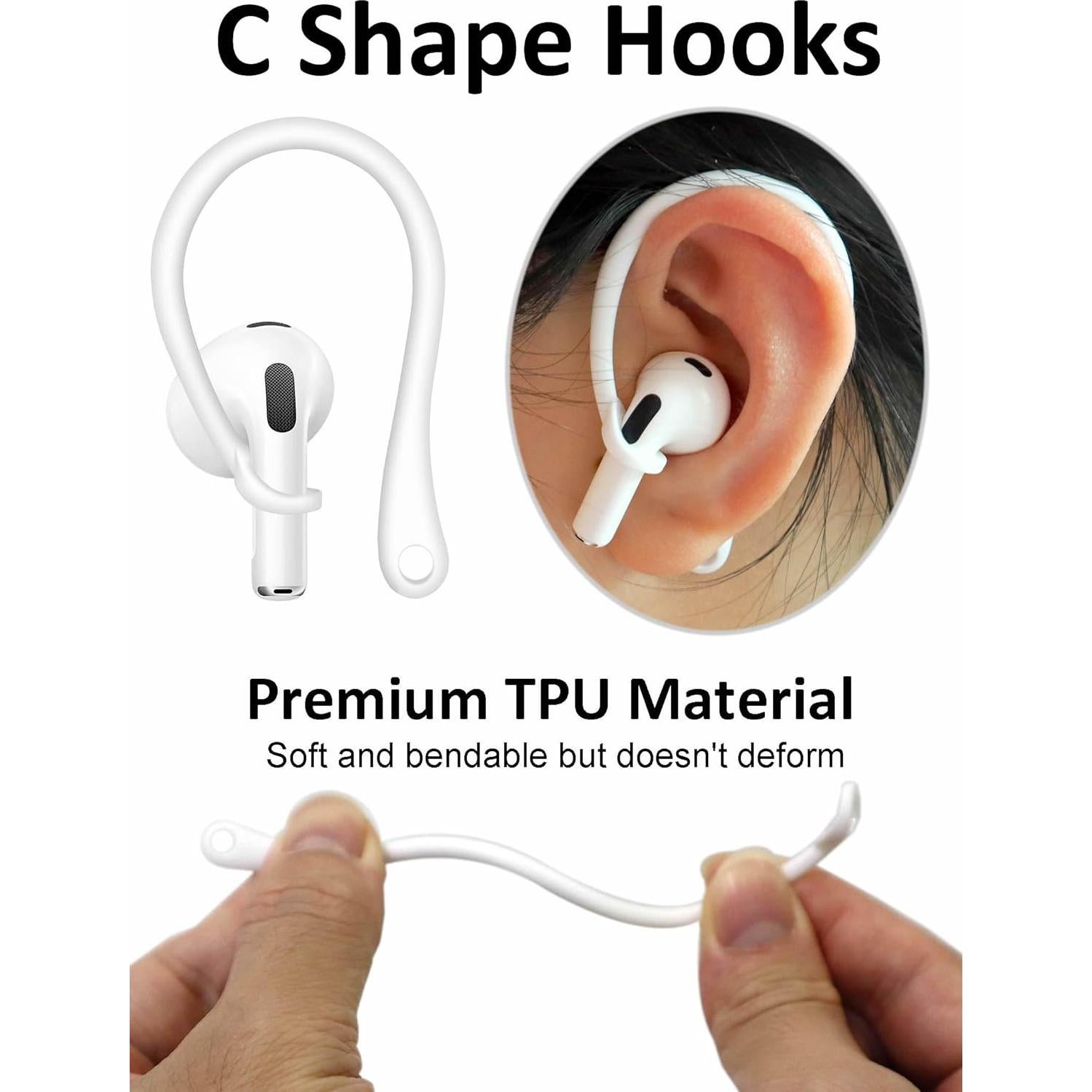 Kit Antideslizante para AirPods A-Focus - Ganchos y Correa Blanca