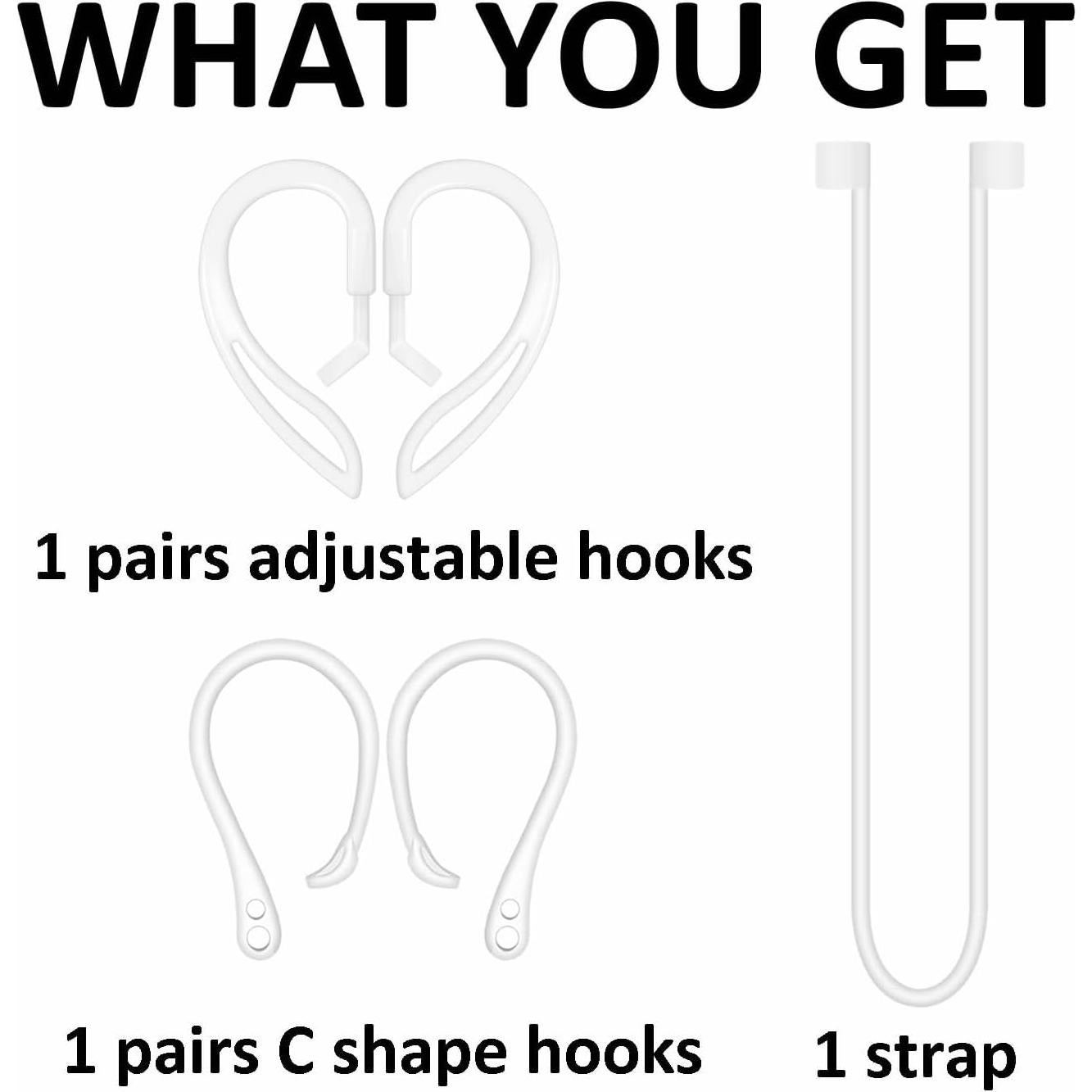 Kit Antideslizante para AirPods A-Focus - Ganchos y Correa Blanca