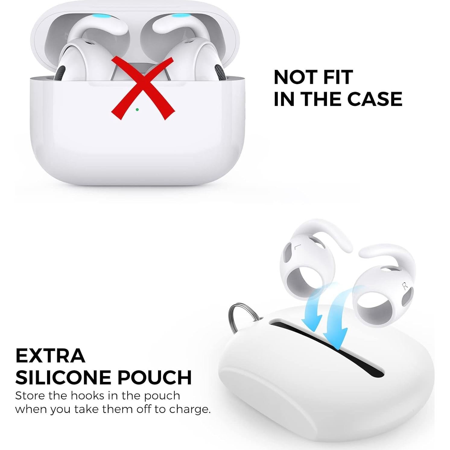 Ganchos Antideslizantes AhaStyle para AirPods Pro 2 - 3 Pares Blancos