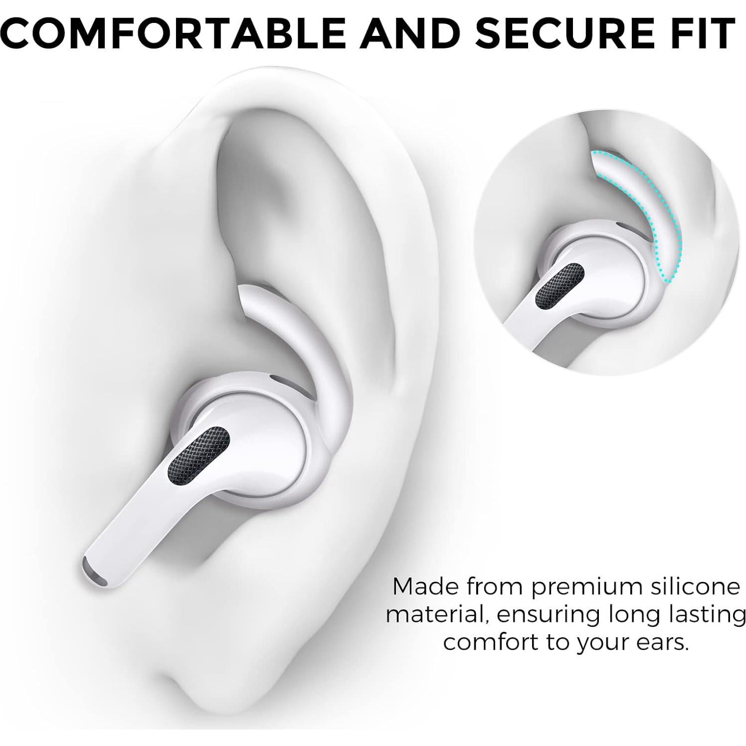 Ganchos Antideslizantes AhaStyle para AirPods Pro 2 - 3 Pares Blancos