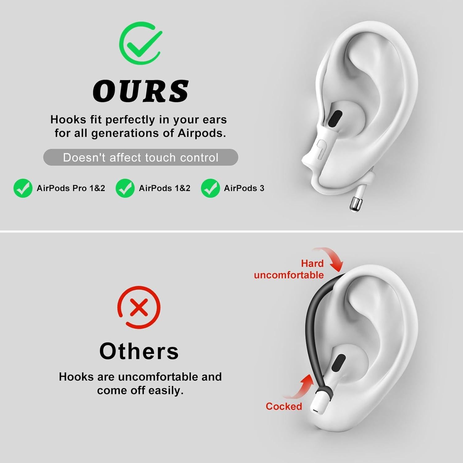 Ganchos Ajustables Haireca para AirPods Pro y Generaciones 1-4