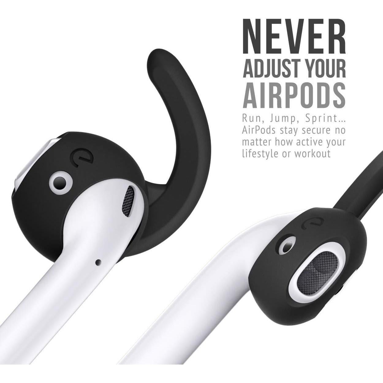 EarBuddyz 2.0 Ear Hooks and Covers Accessories Compatible with Apple AirPods 1 & 2 or EarPods Headphones/Earphones/Earbuds (3 Pairs) (Black)