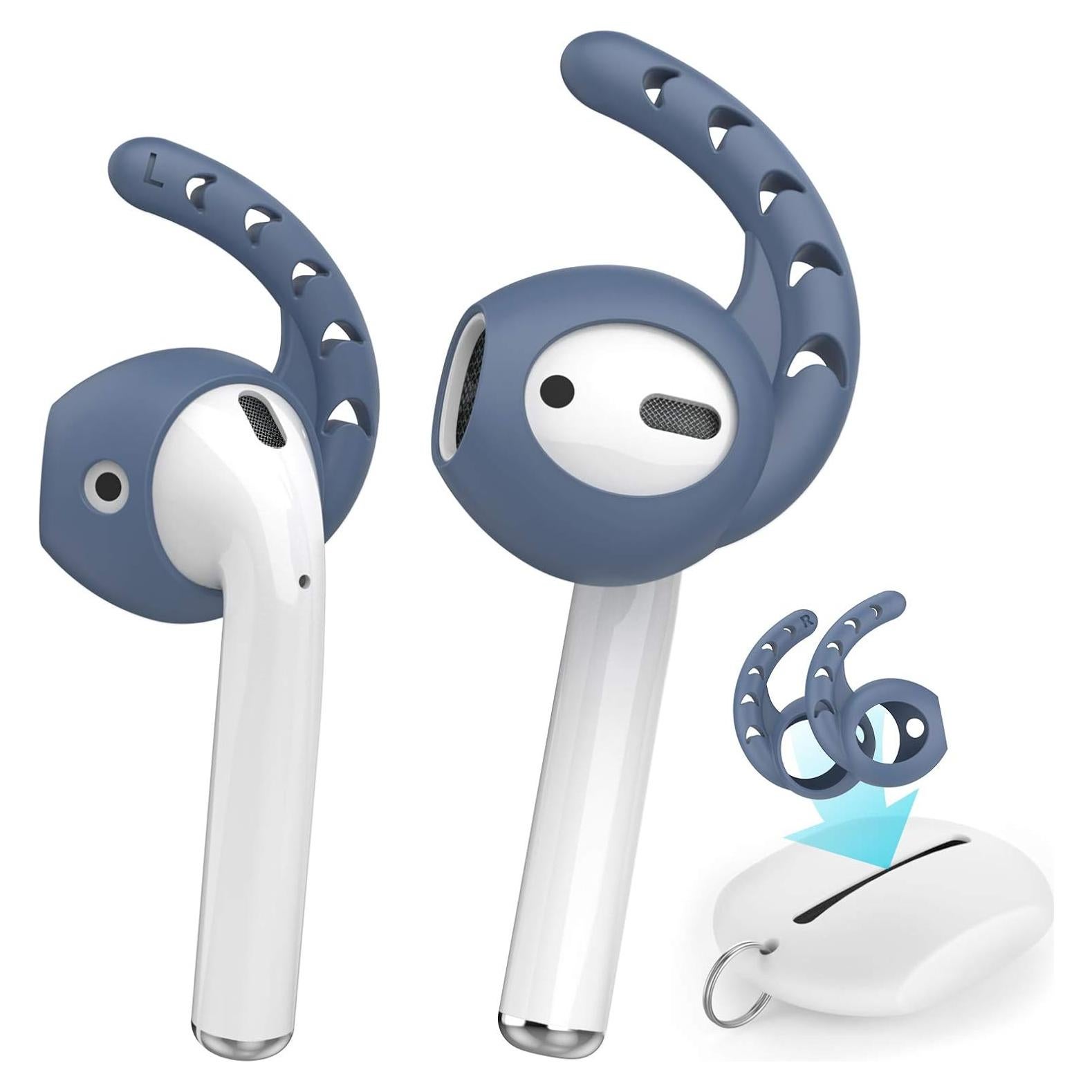 AhaStyle 3 Pairs AirPods Ear Hooks Cover Silicone Accessories Compatible with Apple AirPods and EarPods Headphones(Navy Blue)