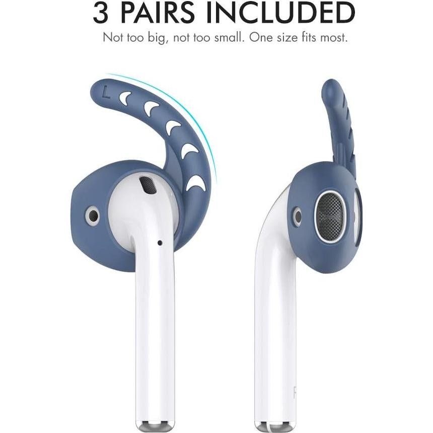 AhaStyle 3 Pairs AirPods Ear Hooks Cover Silicone Accessories Compatible with Apple AirPods and EarPods Headphones(Navy Blue)