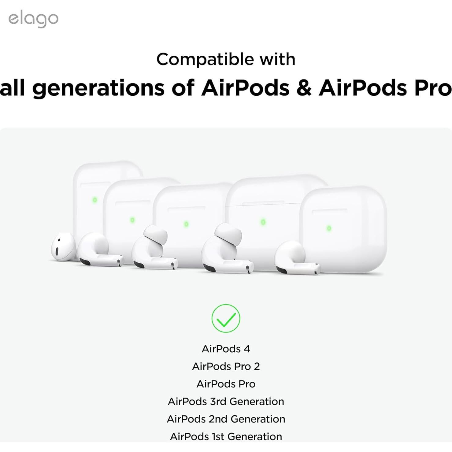 elago Ear Hooks Designed for AirPods Pro 3 & Pro 2 & Pro, 4 & 3 & 2 & 1, Earbuds Accessories, Anti-Slip, Ergonomic Design, Comfortable Fit (White) [US Patent Registered]