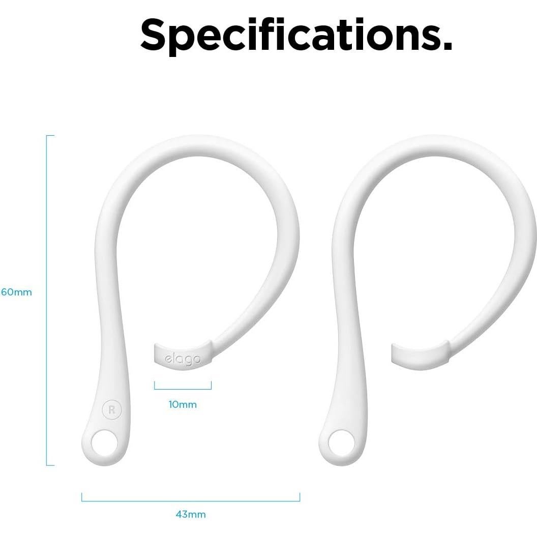 elago Ear Hooks Designed for AirPods Pro 3 & Pro 2 & Pro, 4 & 3 & 2 & 1, Earbuds Accessories, Anti-Slip, Ergonomic Design, Comfortable Fit (White) [US Patent Registered]