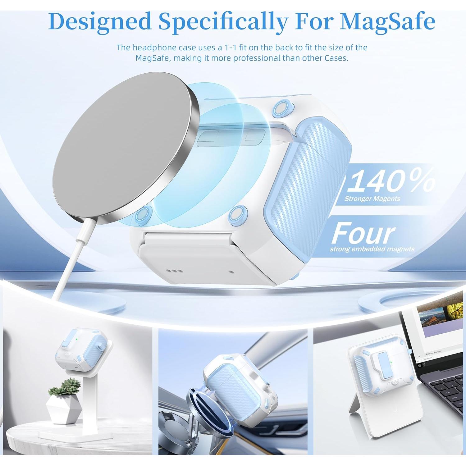 Funda para AirPods 4ta Generación MHYALUDO MagSafe Negro/Blanco