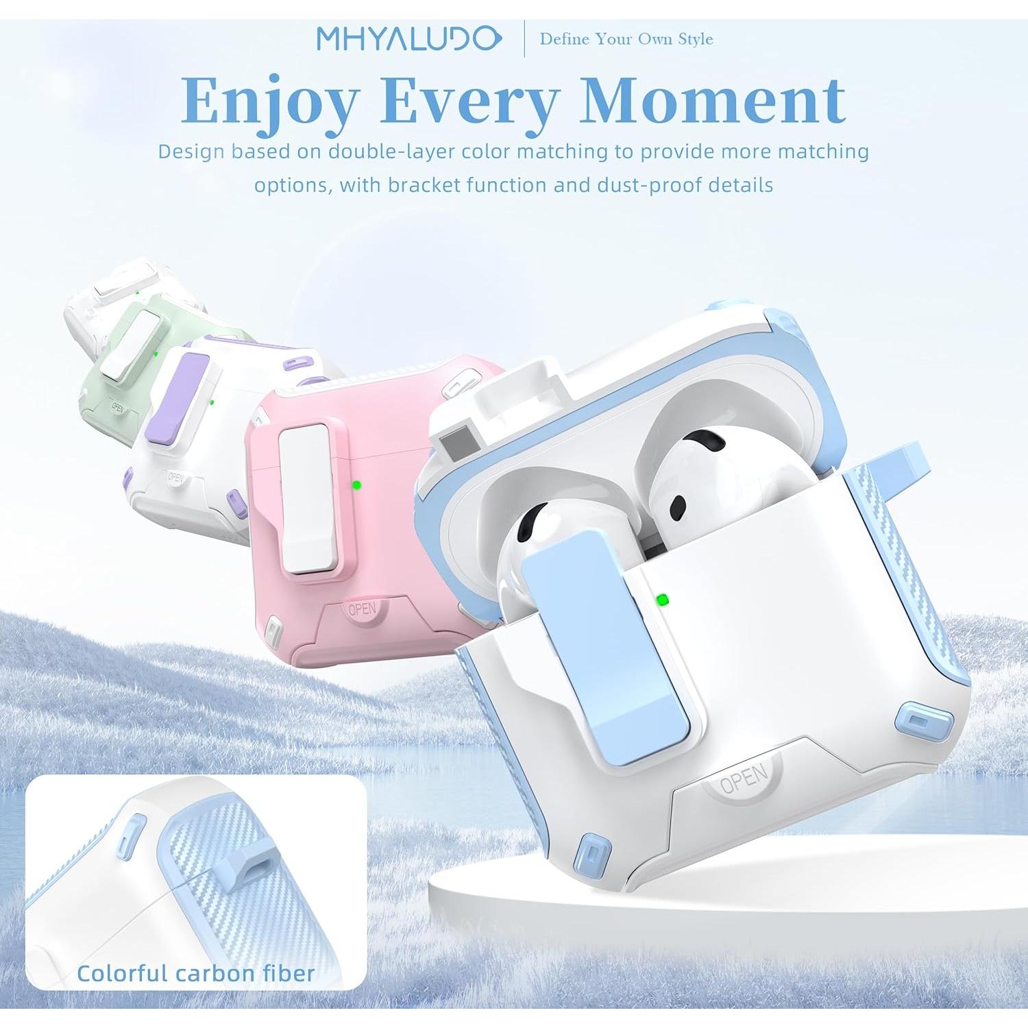 Funda para AirPods 4ta Generación MHYALUDO MagSafe Negro/Blanco