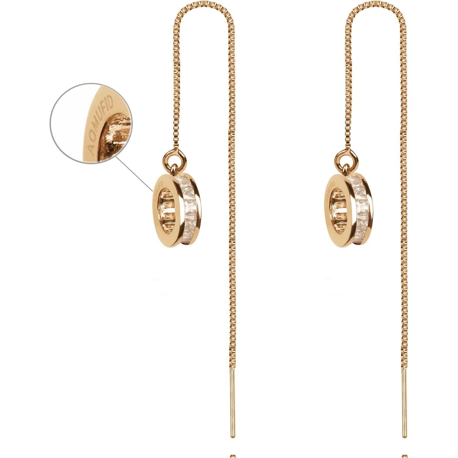 Anti-Lost Earrings Wireless Earphone Holder chain strap Compatible for Airpods pro 2 1 & Airpods 1 2 3 (Gold Zircon Round)