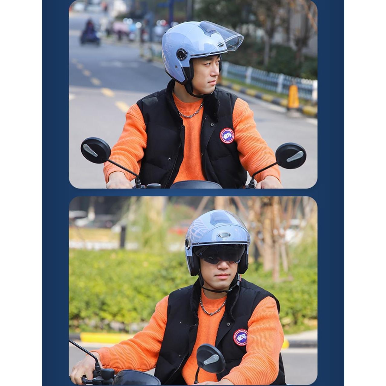 Casco Abierto SanQing 3/4 para Motocicleta Unisex Negro