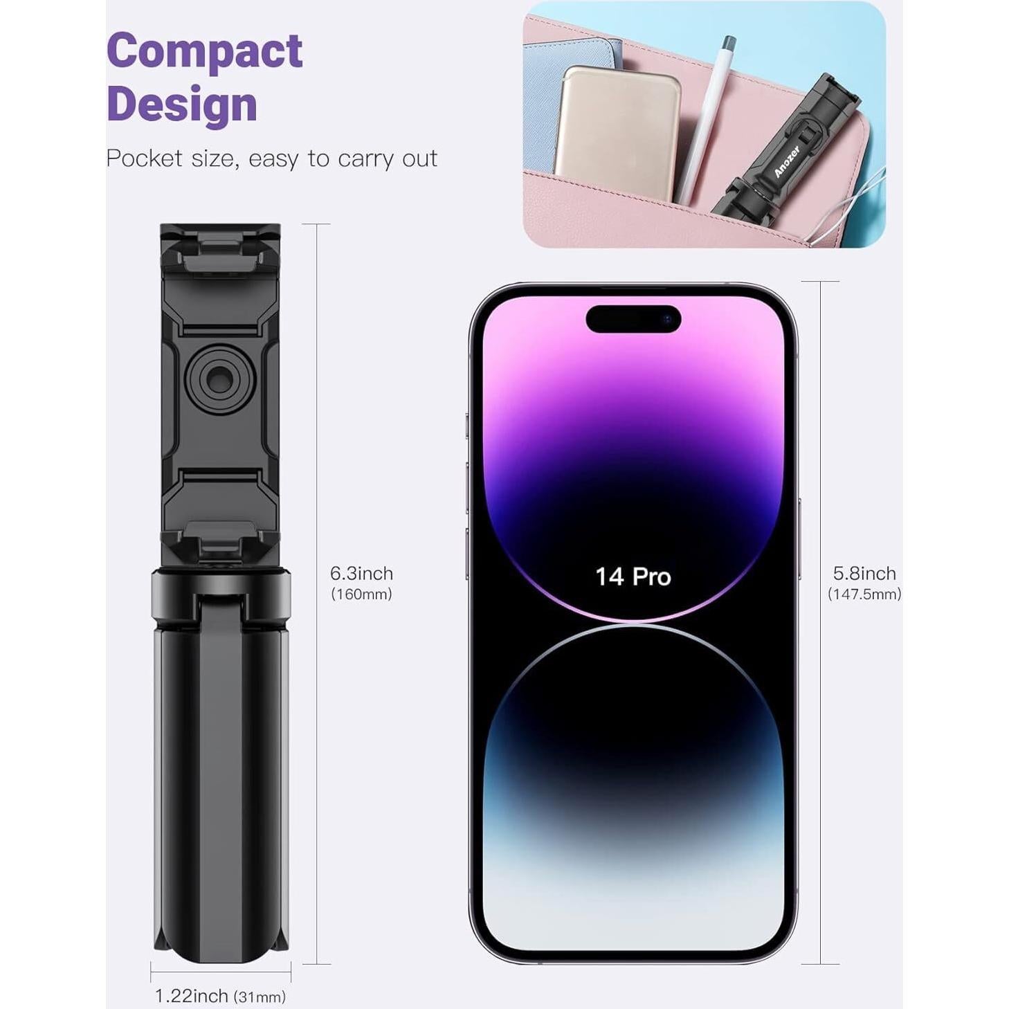 Mini Trípode Anozer 3 en 1 con Soporte Universal para Teléfono