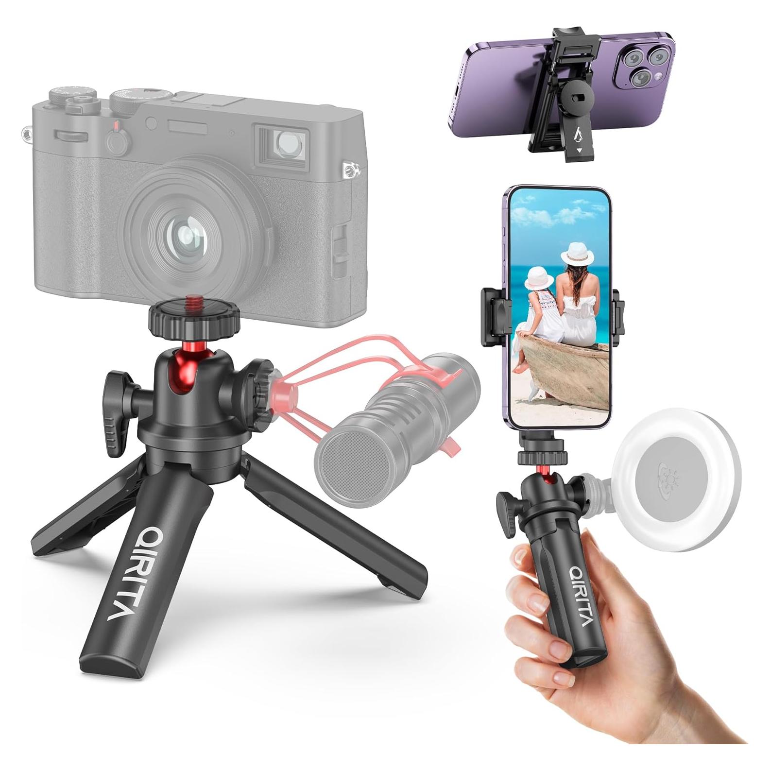 Mini Trípode Qirita 360° para Teléfono y Cámara - Soporte de Escritorio