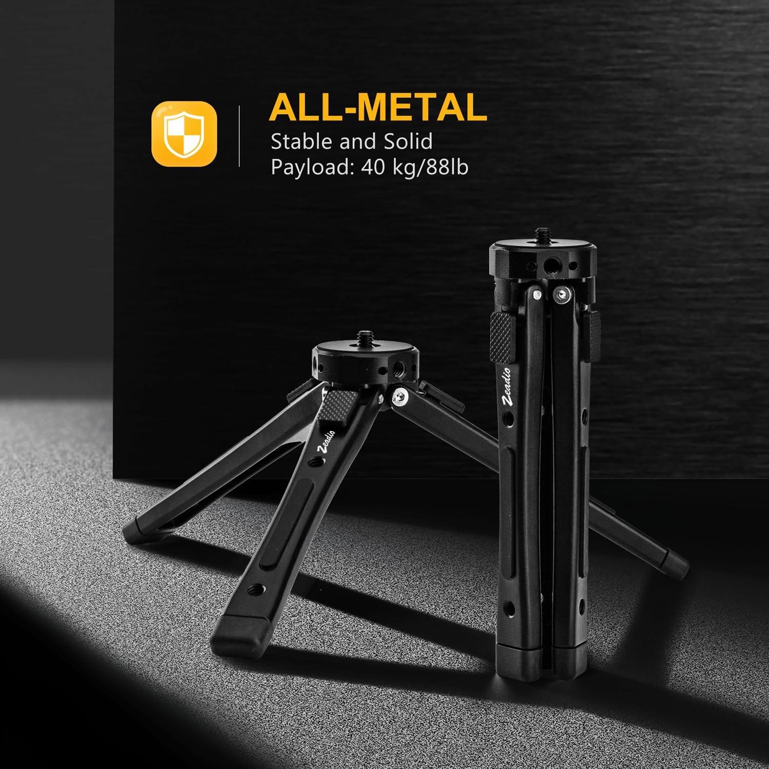 Trípode Mini de Metal Zeadio para Cámara 40kg Altura Ajustable