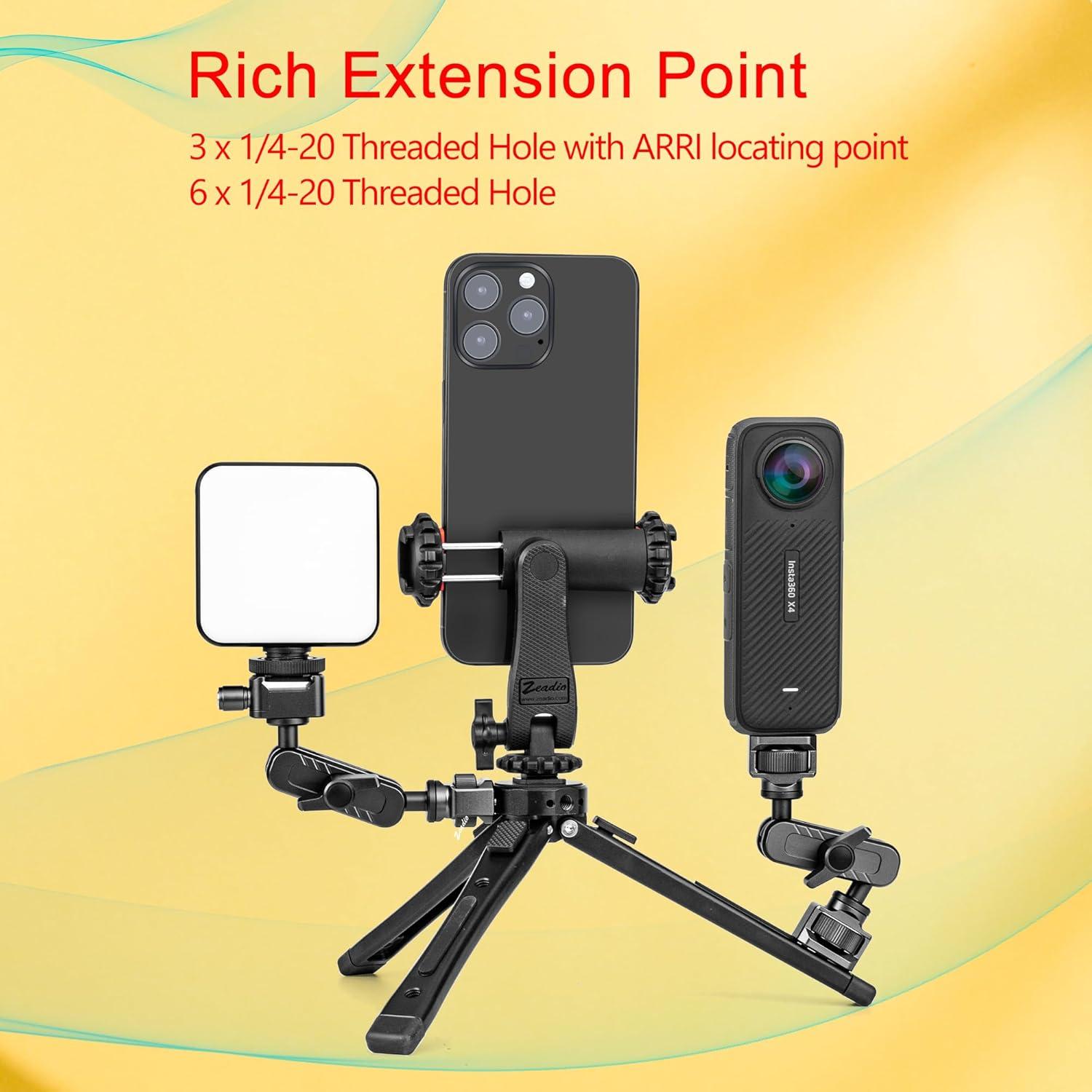 Trípode Mini de Metal Zeadio para Cámara 40kg Altura Ajustable