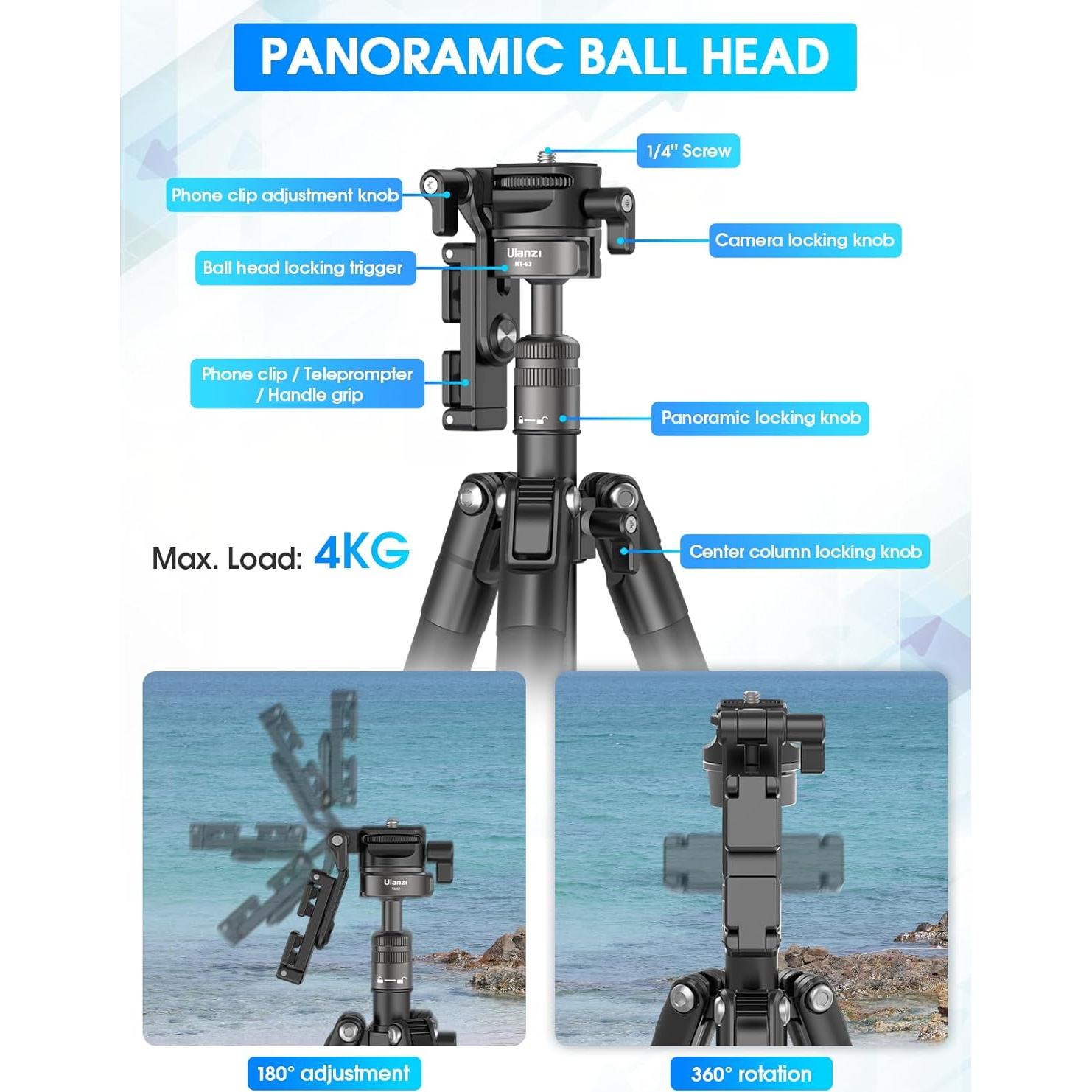 Trípode Mini ULANZI MT-63 Plegable 57" Aluminio 5kg