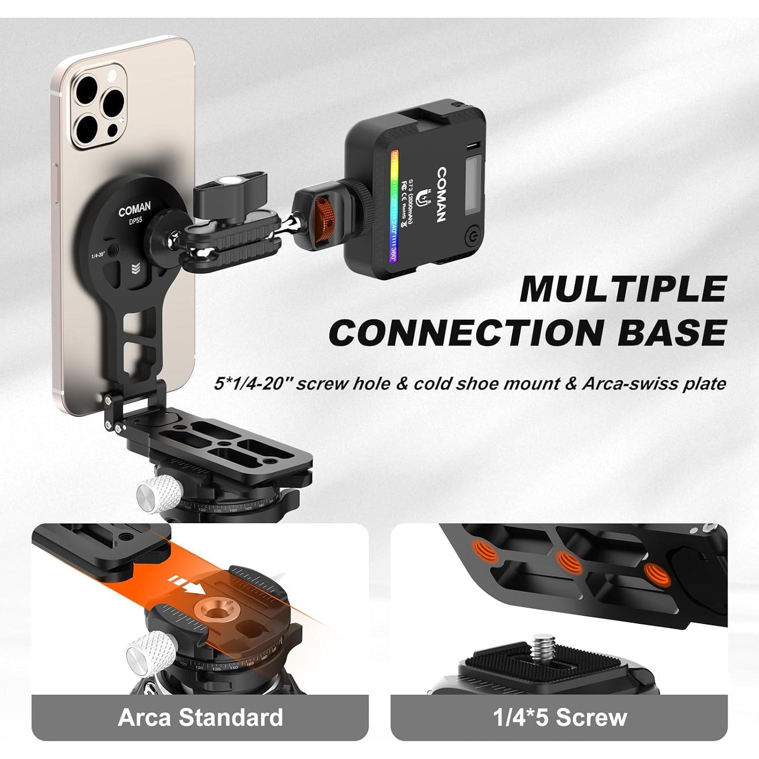 Trípode Magnético COMAN DP55 para iPhone - Plegable y Compacto