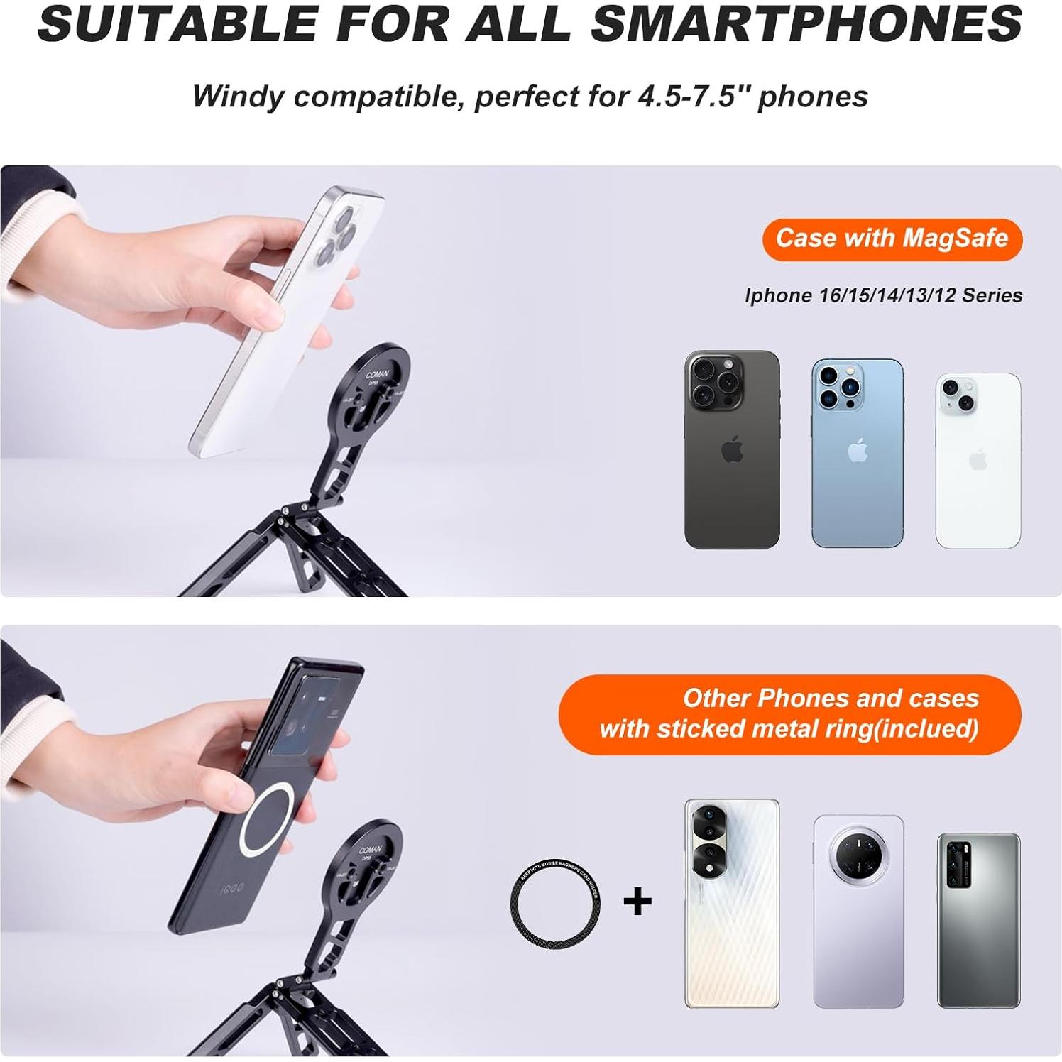 Trípode Magnético COMAN DP55 para iPhone - Plegable y Compacto