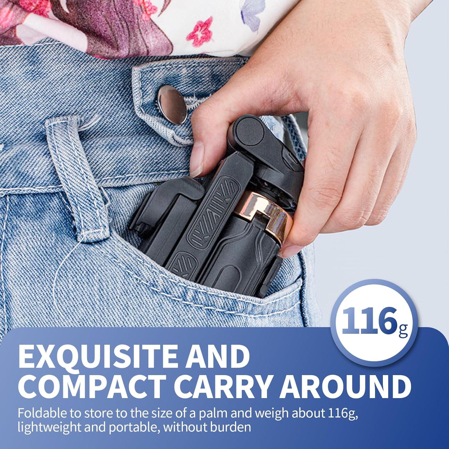 Pocketflex Mini Tripod, 360° Swivel, Extendable 10-25cm, Portable Mini Selfie Stick with Remote Control Stand (Black)