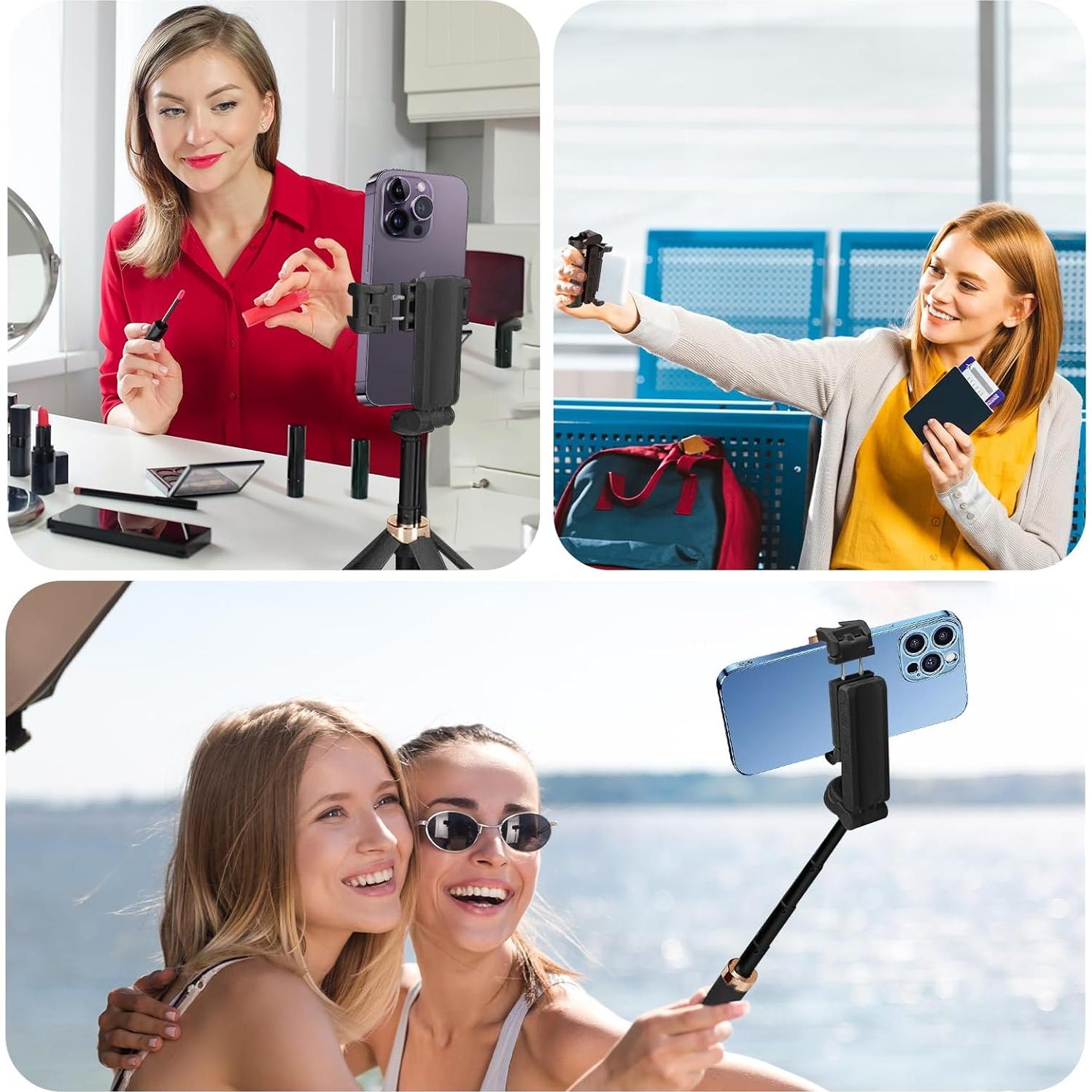 Pocketflex Mini Tripod, 360° Swivel, Extendable 10-25cm, Portable Mini Selfie Stick with Remote Control Stand (Black)