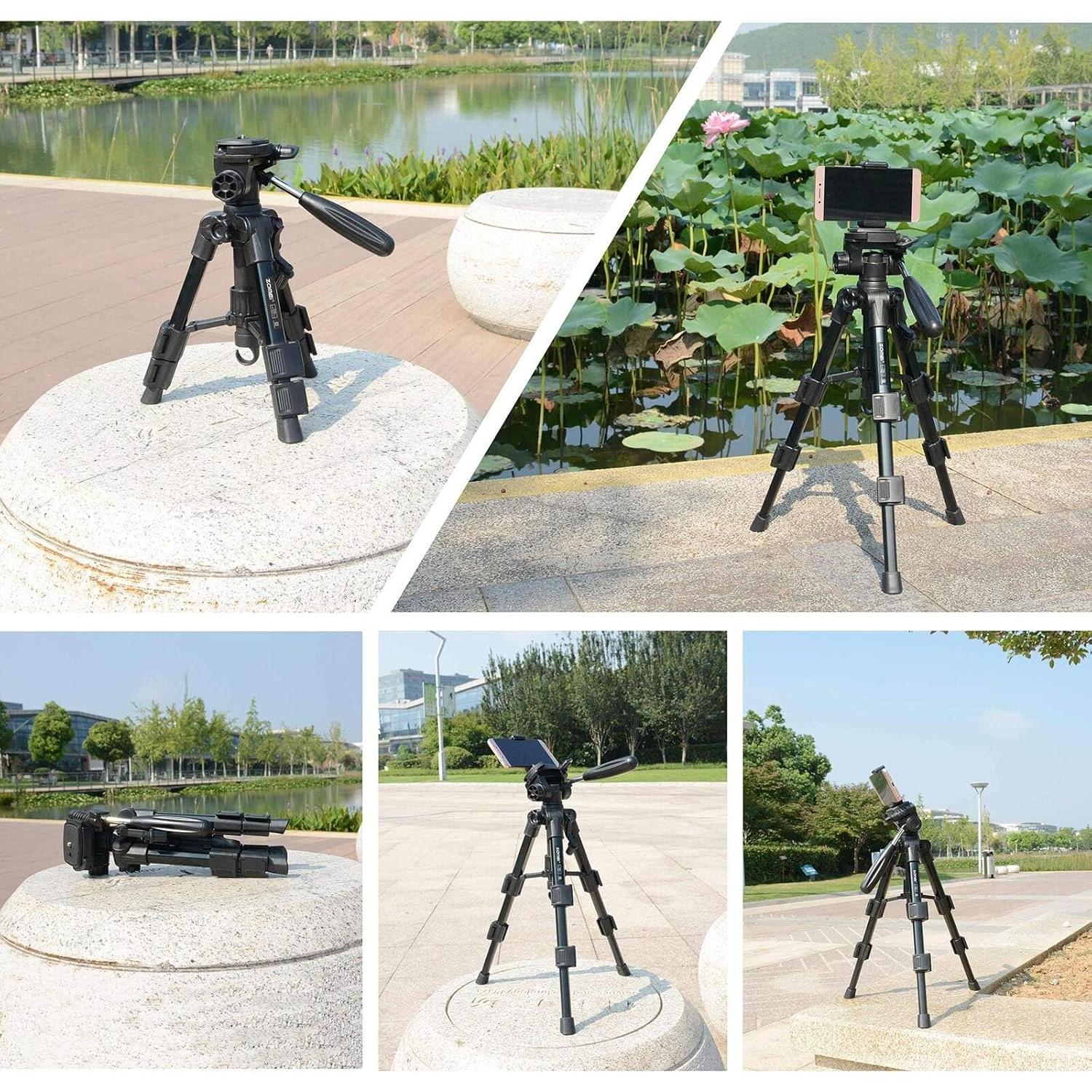 Trípode de Mesa Zomei Q100 para Cámara DSLR, 3 Vías, 51cm