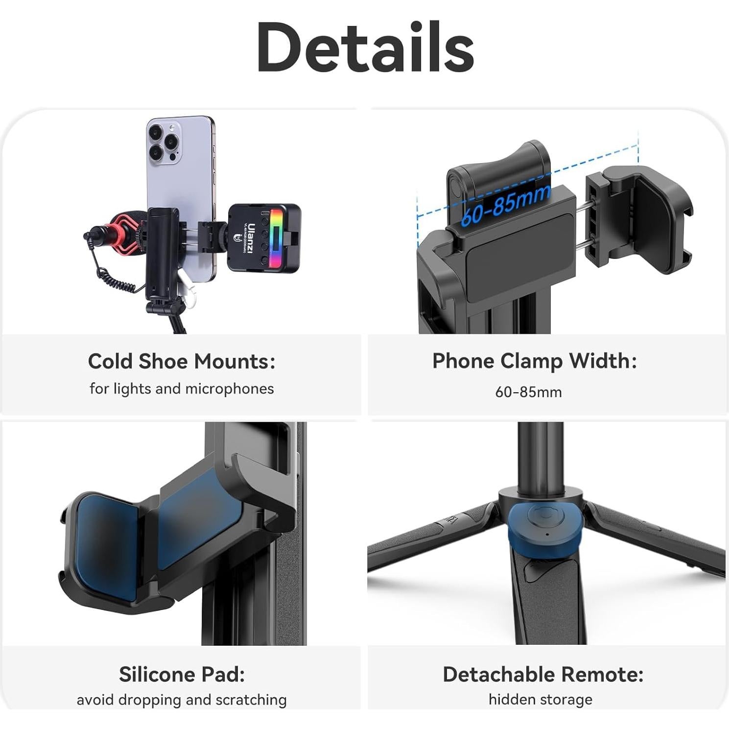 Trípode Mini ULANZI JJ02 3 en 1 con Control Remoto 10m