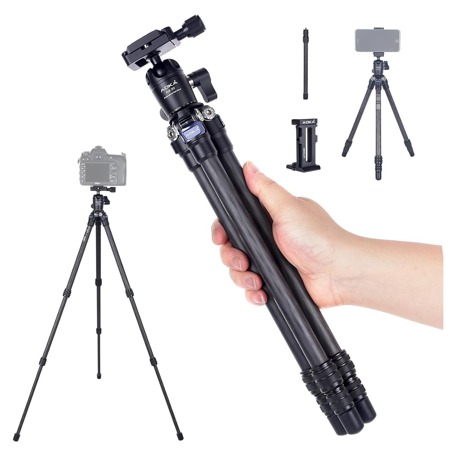 Trípode Mini Portátil AOKA CMP163CL de Fibra de Carbono 71 cm